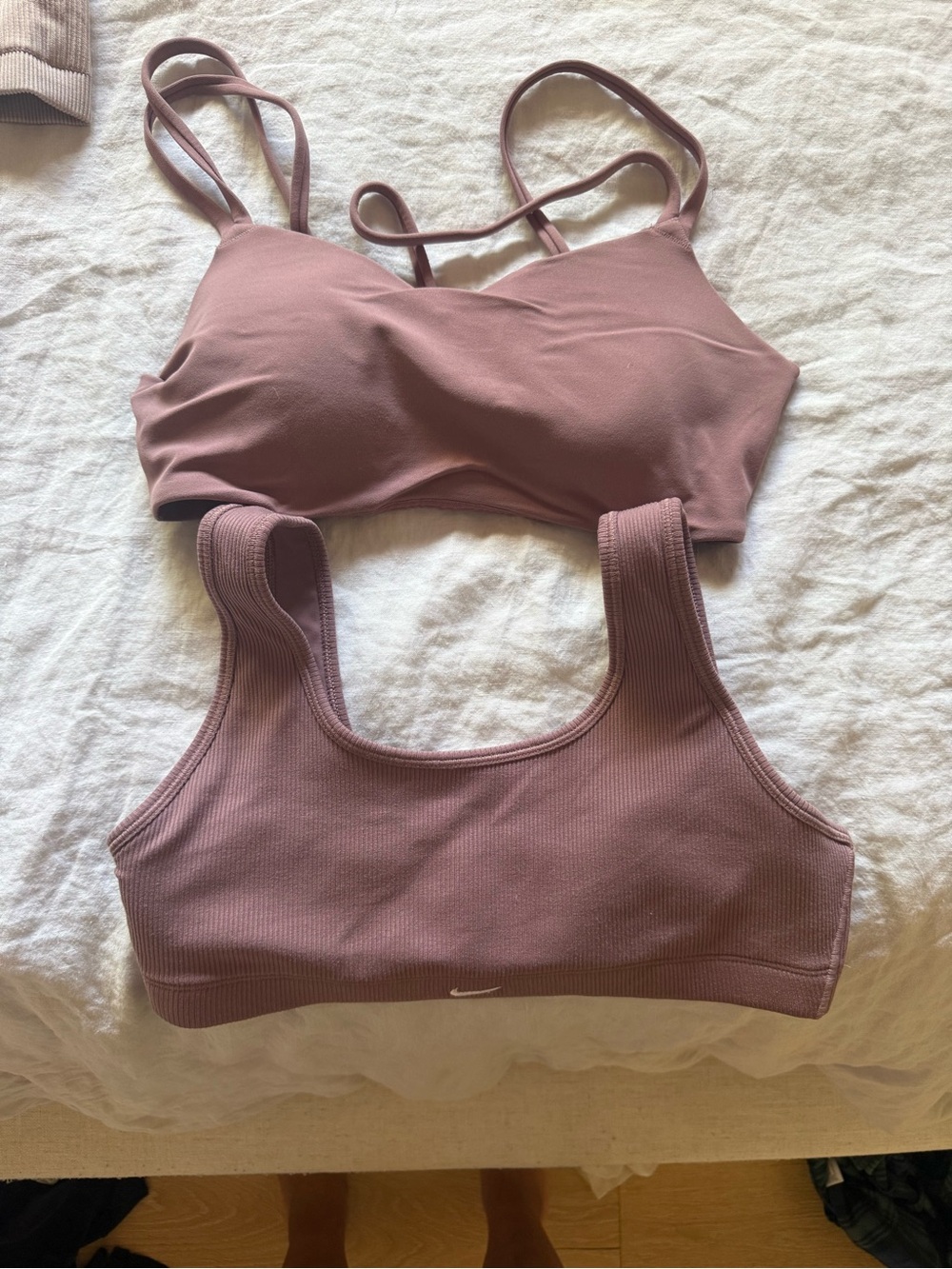 Nike Dusty Rose Ribbed & Strappy Sports Bras - Pink
